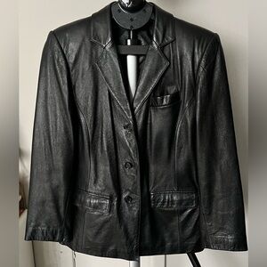 Jacqueline Ferrar Black Leather Blazer